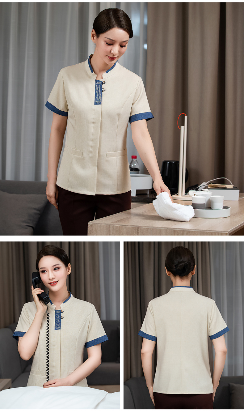 Fashion embroidered slim short-sleeved cleaning clothes H21-12 tops