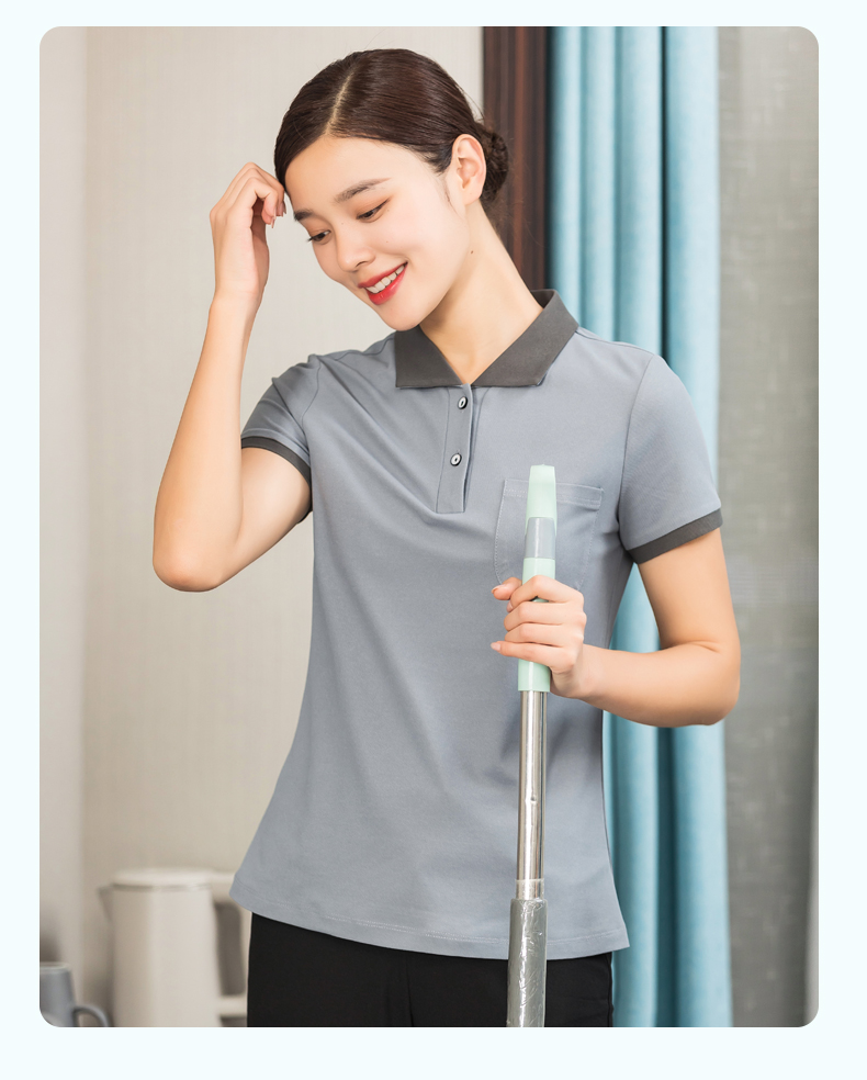 Refreshing breathable collar short-sleeved T-shirt cleaning clothes general style H01-2022-12