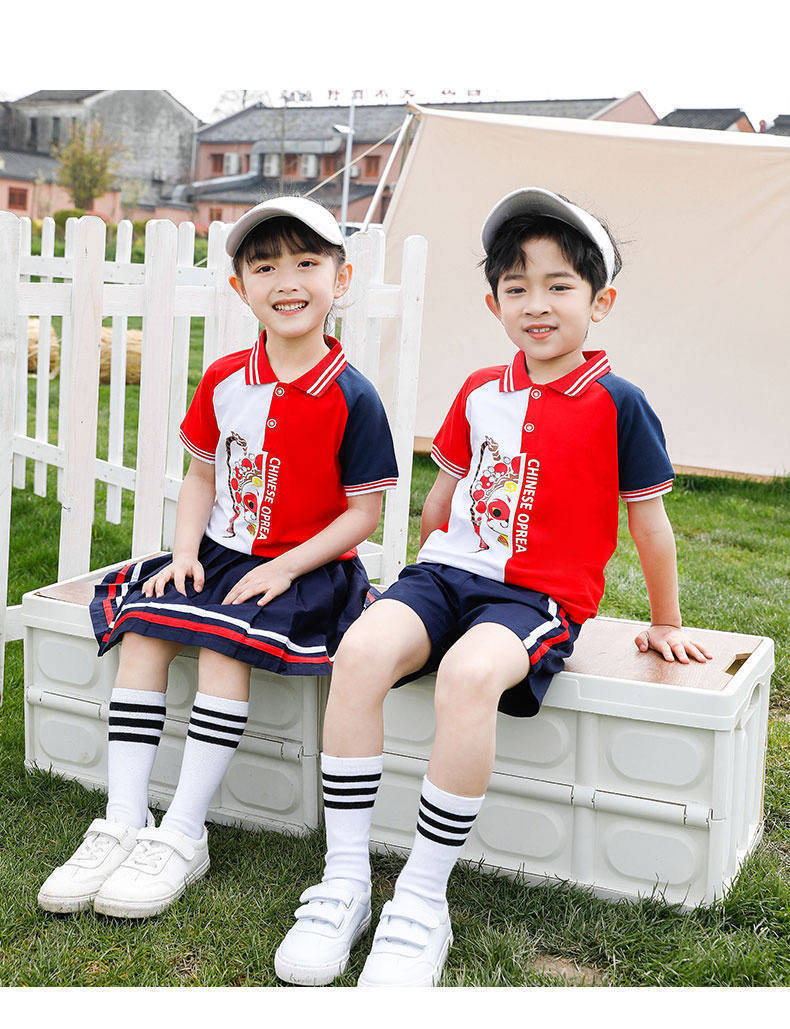 Summer campus primary and secondary school students sports style short-sleeved school uniform suit two-piece suit Z13-D106