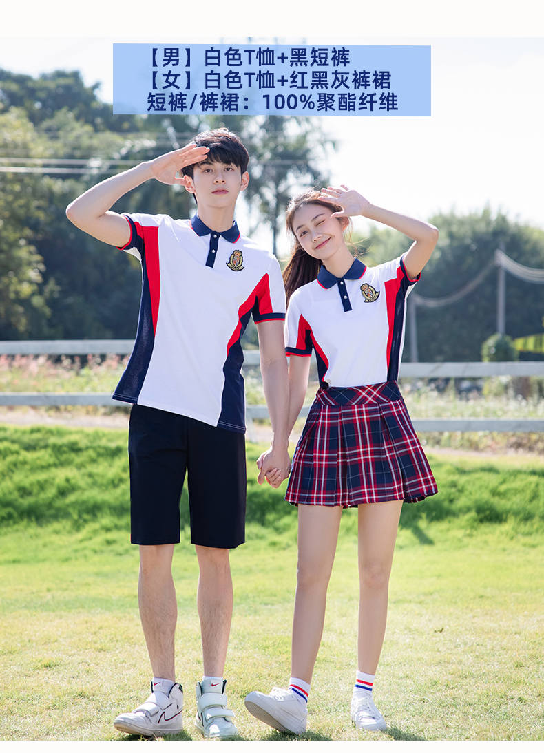 Summer college sports style middle school student short-sleeved school uniform suit two-piece suit female model H23-2608