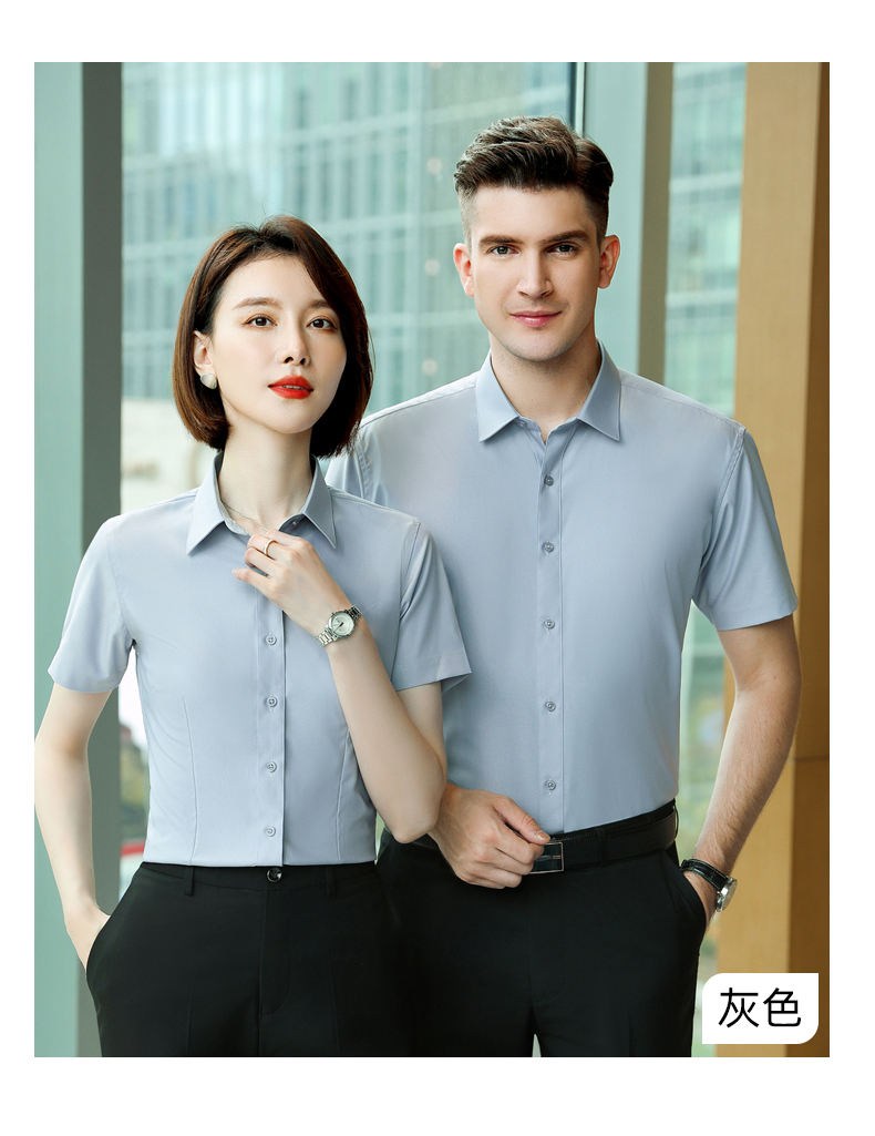 Fine twill bamboo fiber slightly elastic women short-sleeved shirt DZ1-8705 short-sleeved shirt women