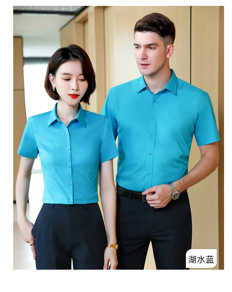 Fine twill bamboo fiber slightly elastic women short-sleeved shirt DZ1-8705 short-sleeved shirt women