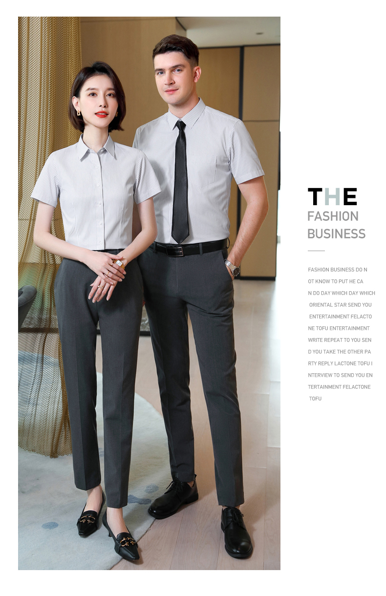 Business professional striped slightly elastic women short-sleeved shirt DZ1-8706 short-sleeved shirt female