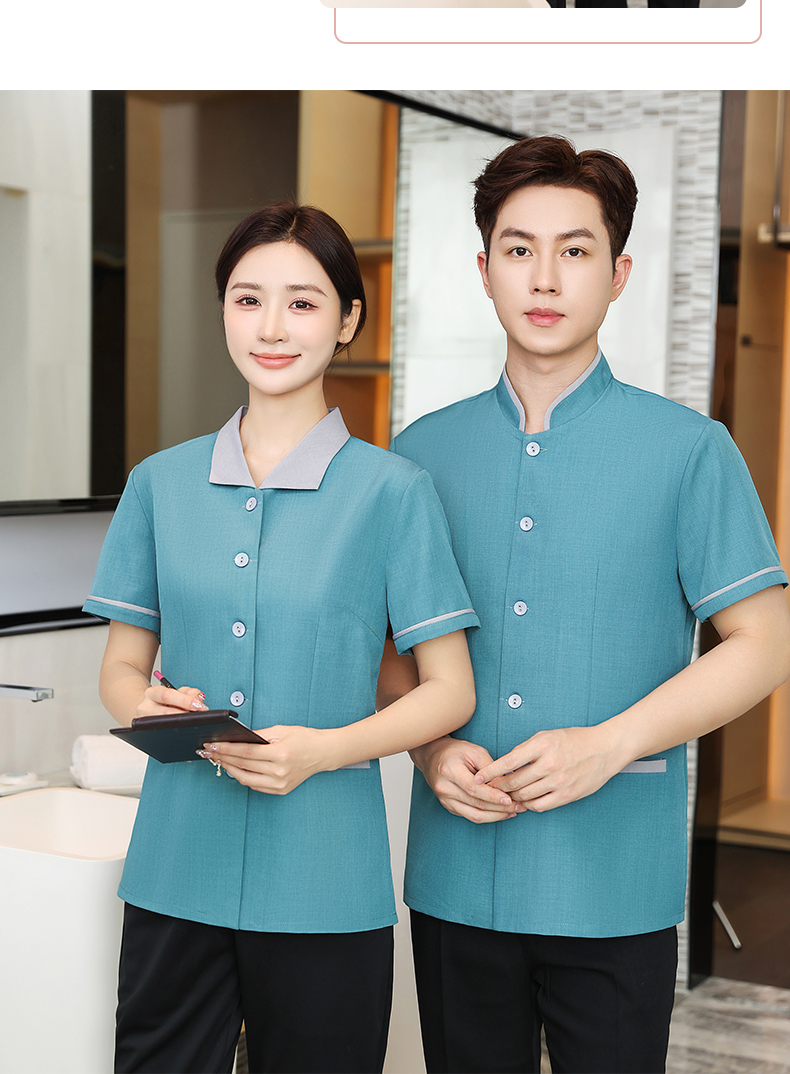 Lelis lapel high quality hotel cleaning service short-sleeved top H14-005-010 men