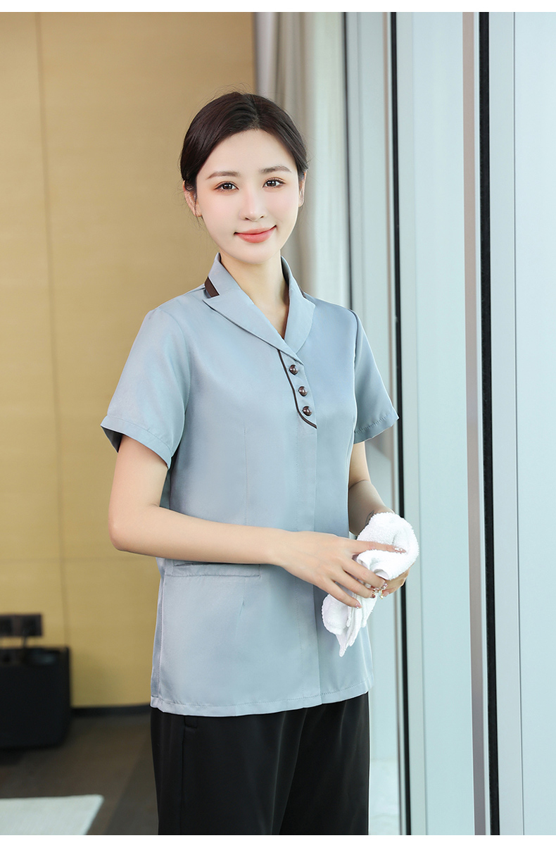 Xiling Hotel Club Restaurant Women Cleaning Clothes Short Sleeve Tops H19-Xiling