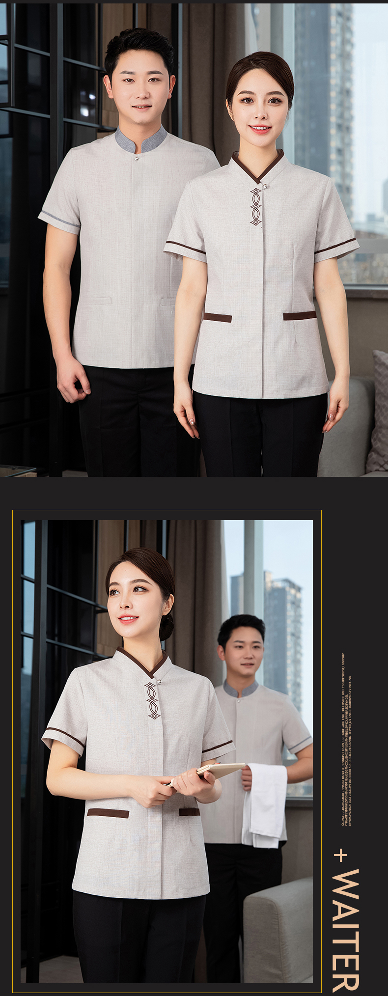 Diamond flower restaurant hotel cleaning clothes short-sleeved top H27-diamond flower women