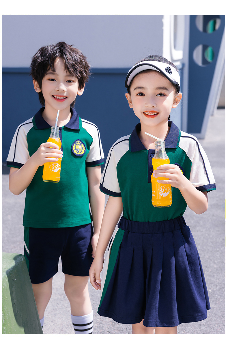 Leisure sports short-sleeved school uniforms for primary and secondary school students, class uniforms, sportswear suits, two-piece suits Z13-D68