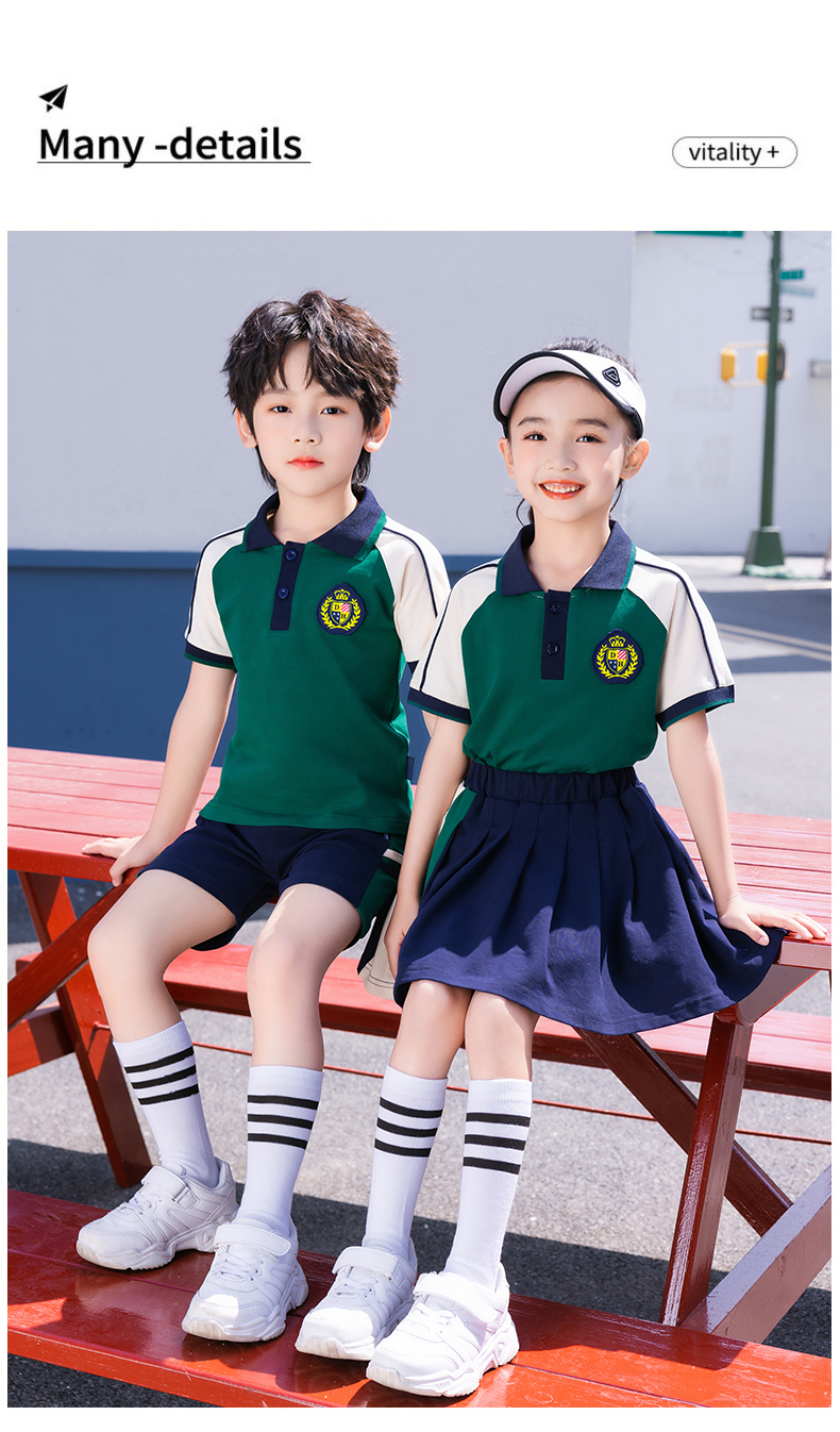 Leisure sports short-sleeved school uniforms for primary and secondary school students, class uniforms, sportswear suits, two-piece suits Z13-D68