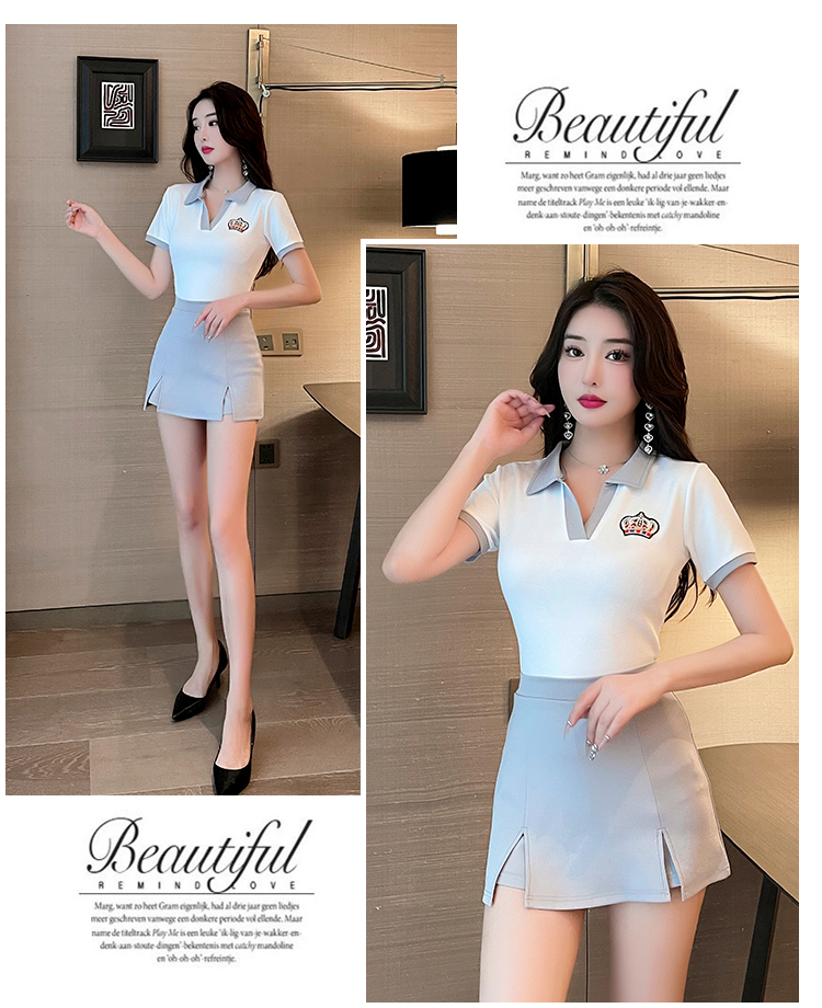 Foot bath technician beauty shop cute short skirt technician uniform suit V02-1349