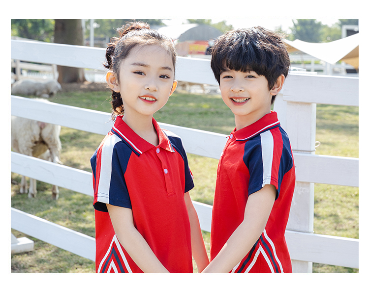 Primary and secondary school students school uniforms, casual lapel short sleeves D11-2137