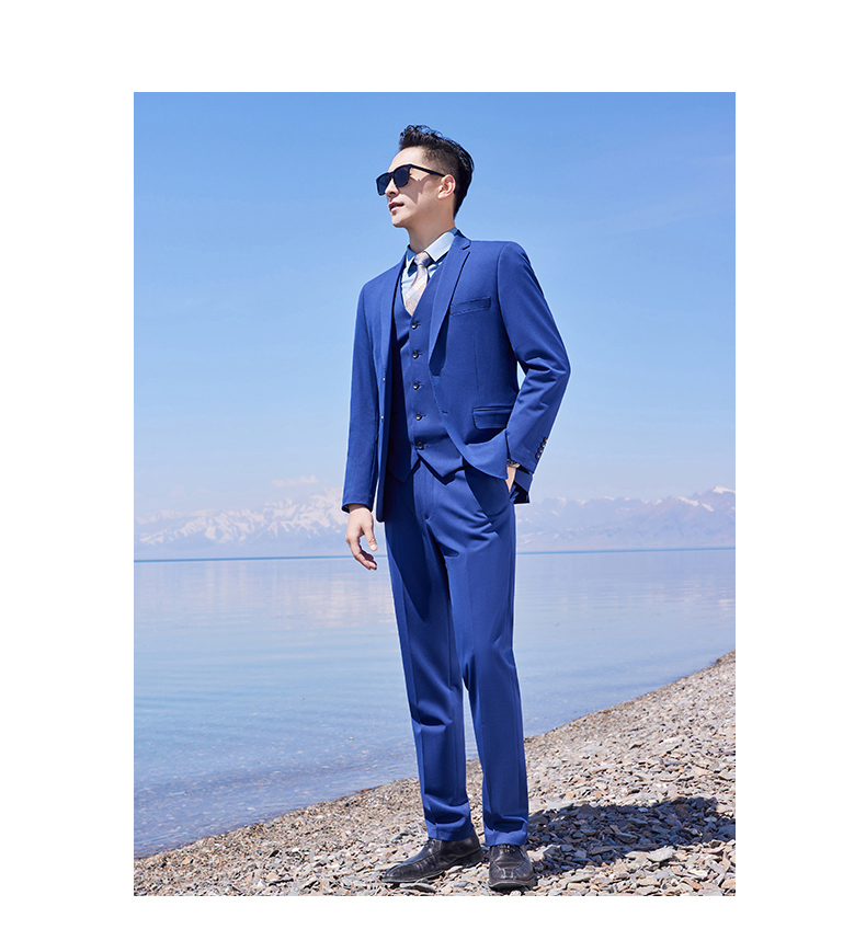 400g color spinning pearl edge business two button suit jacket 129-6380 double button jacket men