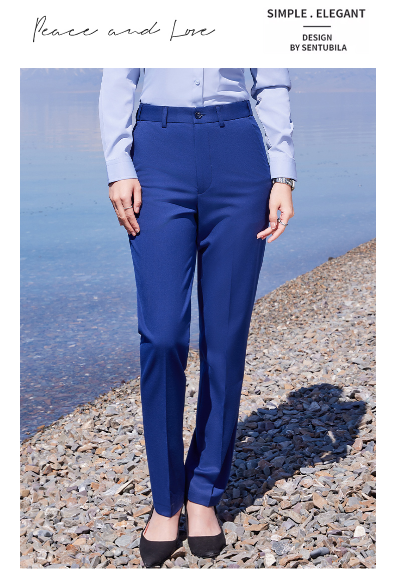 400g color-spun four-way stretch casual trousers 129-6388 women trousers