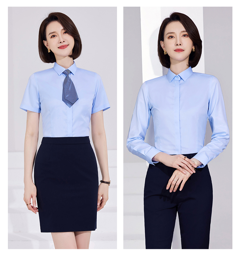 100s pure cotton business DP iron-free short-sleeved shirt 81-6618 women long-sleeved shirt