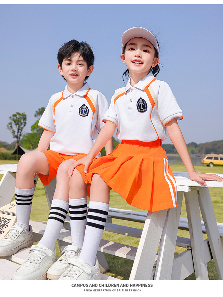 White and orange color comfortable fabric college style sports suit 894-2407