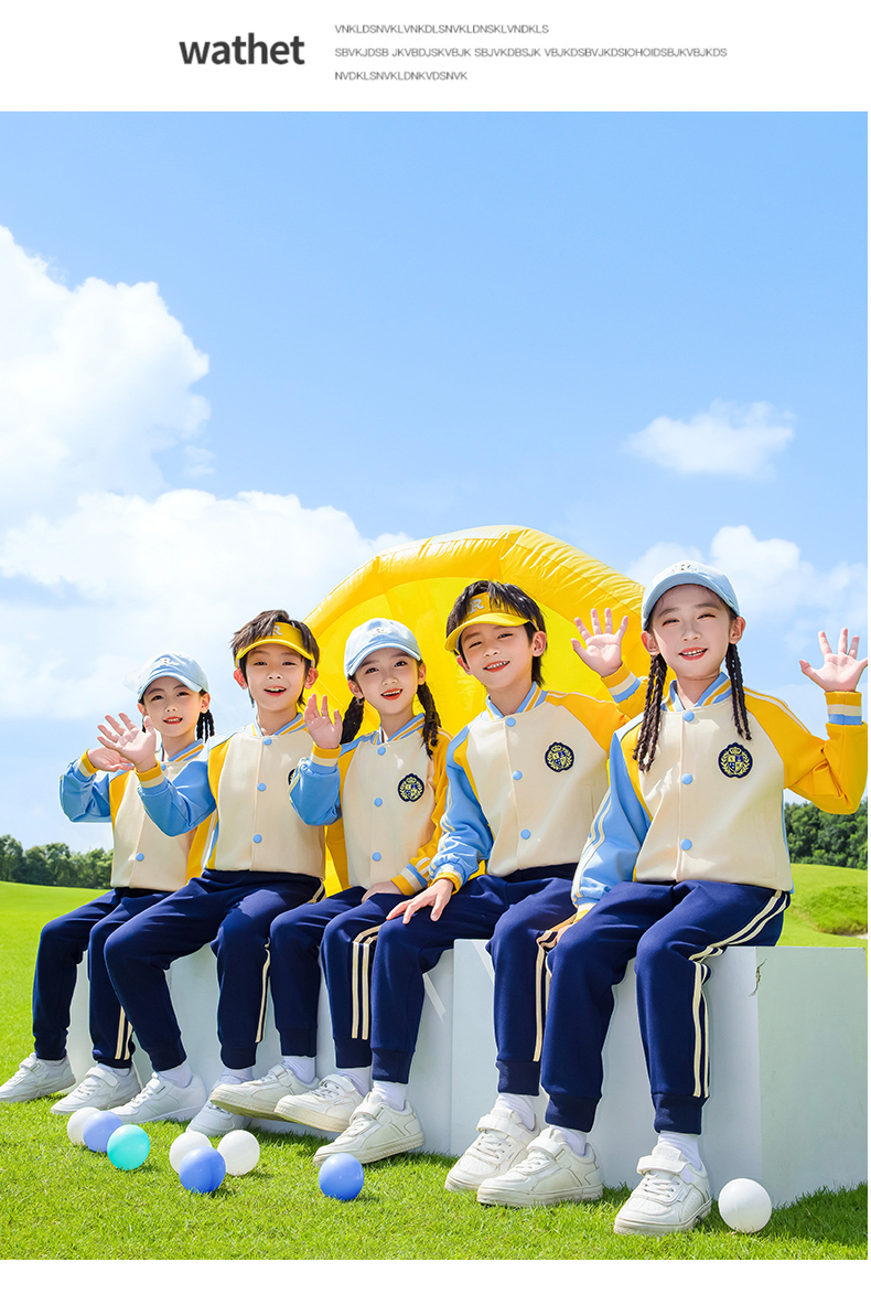 Children sports long-sleeved school uniform spring and autumn two-piece suit 215-9177