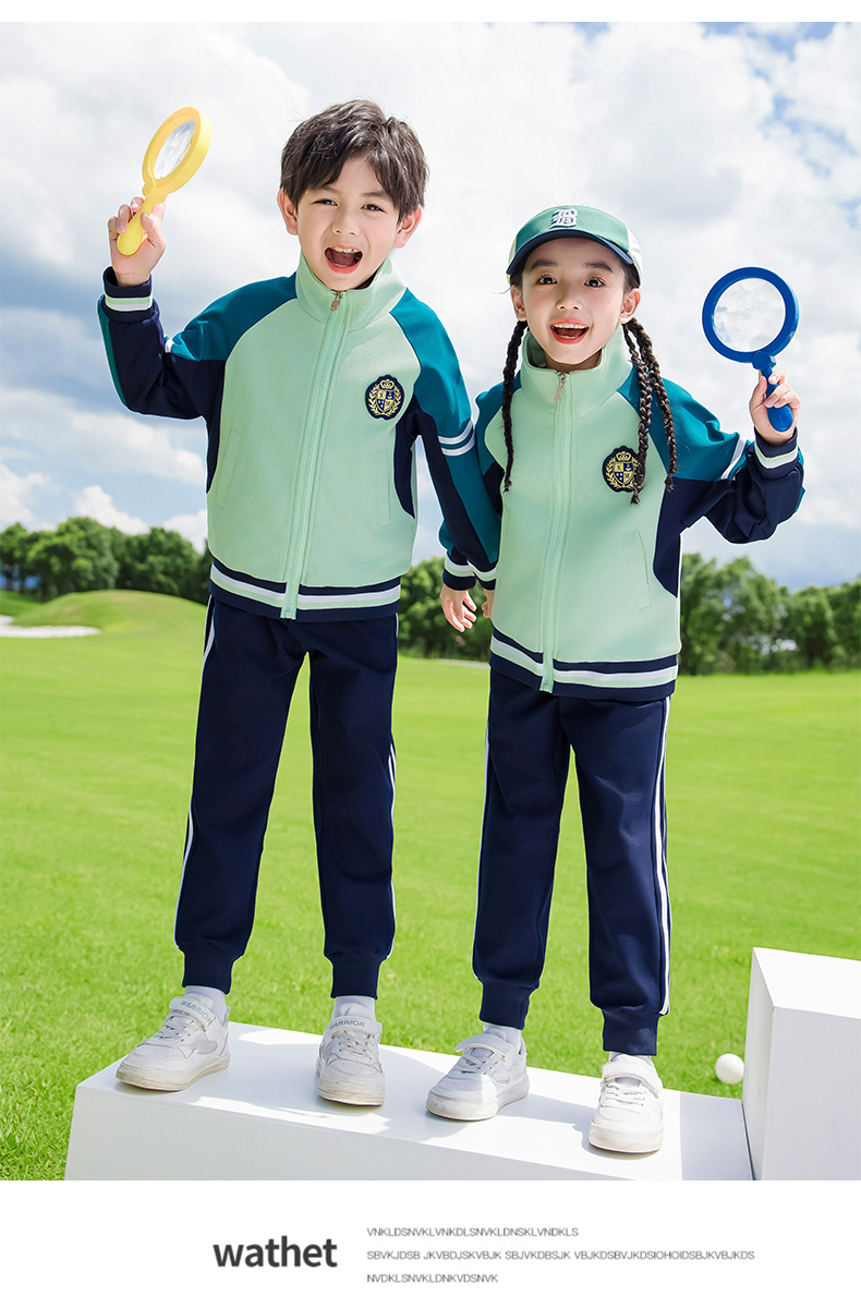 Children sports long-sleeved school uniform spring and autumn two-piece suit 215-9198