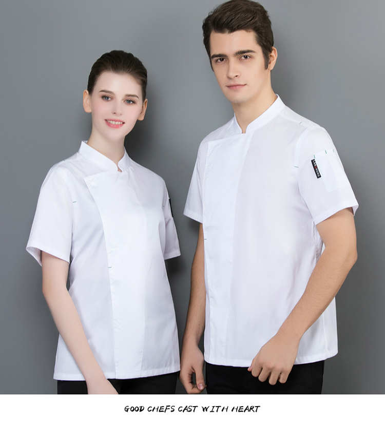 Full craft fine grain bar knot chef uniform top H02-20F097-100 short sleeve