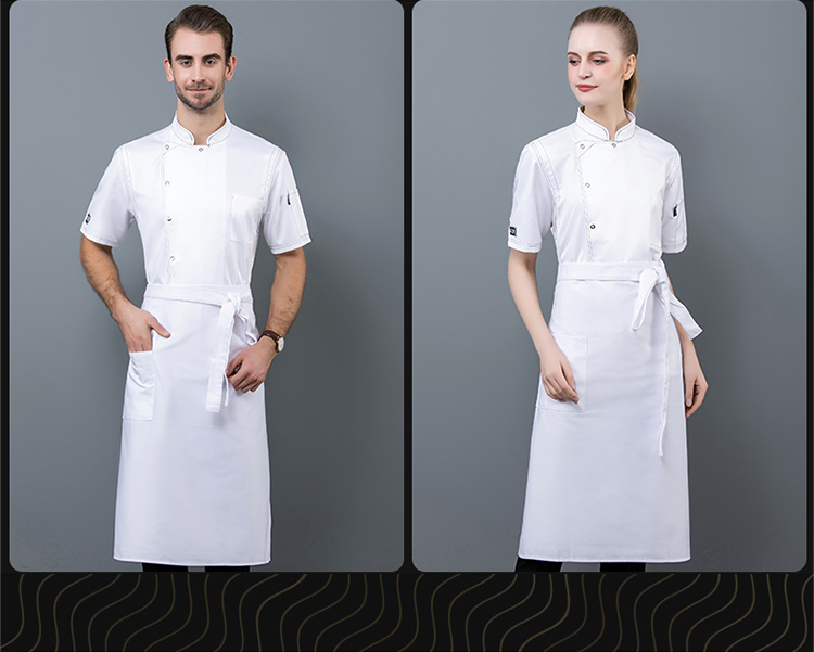 Ice silk single row open line chef uniform short sleeve top N01-20D087-20D090