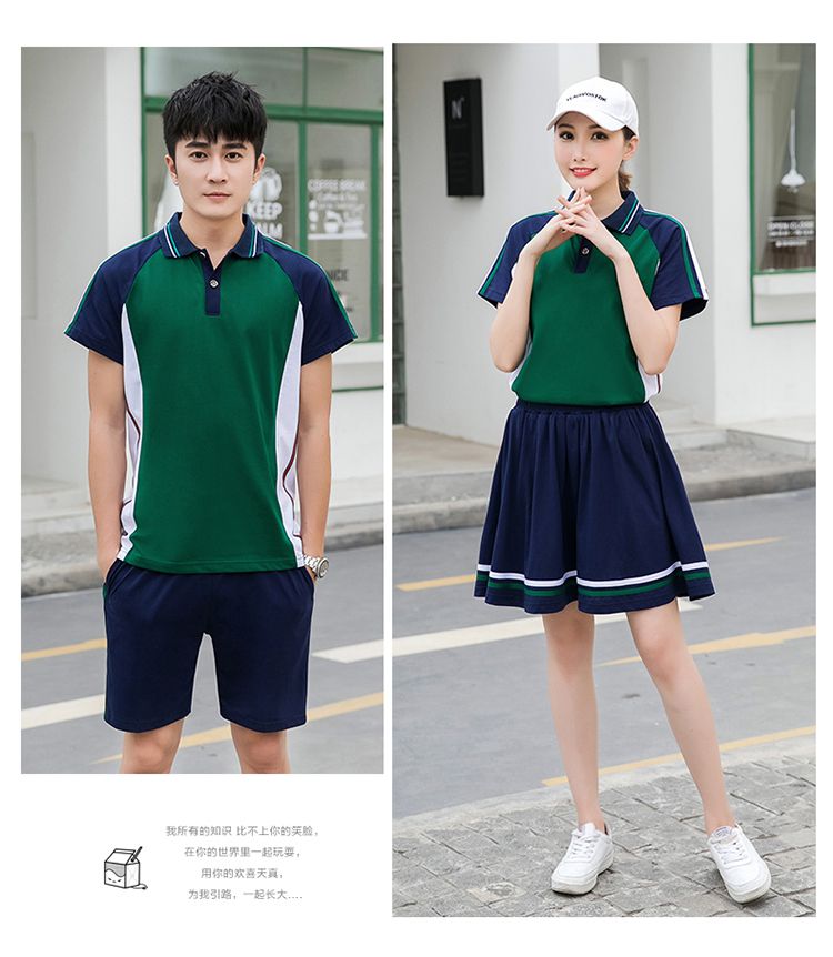 Primary and secondary school students sports style short-sleeved school uniform tops KA-2080 tops