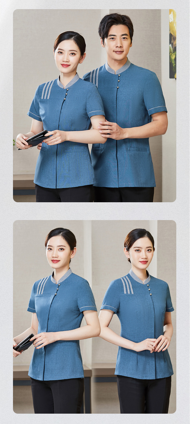 Jiege Linen Chinese Style Stand-up Collar Concealed Placket Short-sleeved Cleaning Clothes Top H01-2021-08