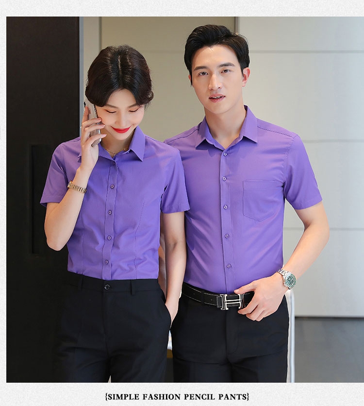 Coarse grain professional ladies short-sleeved shirt 111-981 short-sleeved shirt female