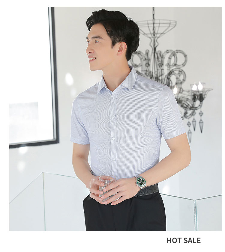 White striped professional men short-sleeved lining 111-982 men short-sleeved shirt