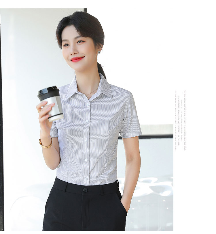 White striped professional men short-sleeved lining 111-982 men short-sleeved shirt