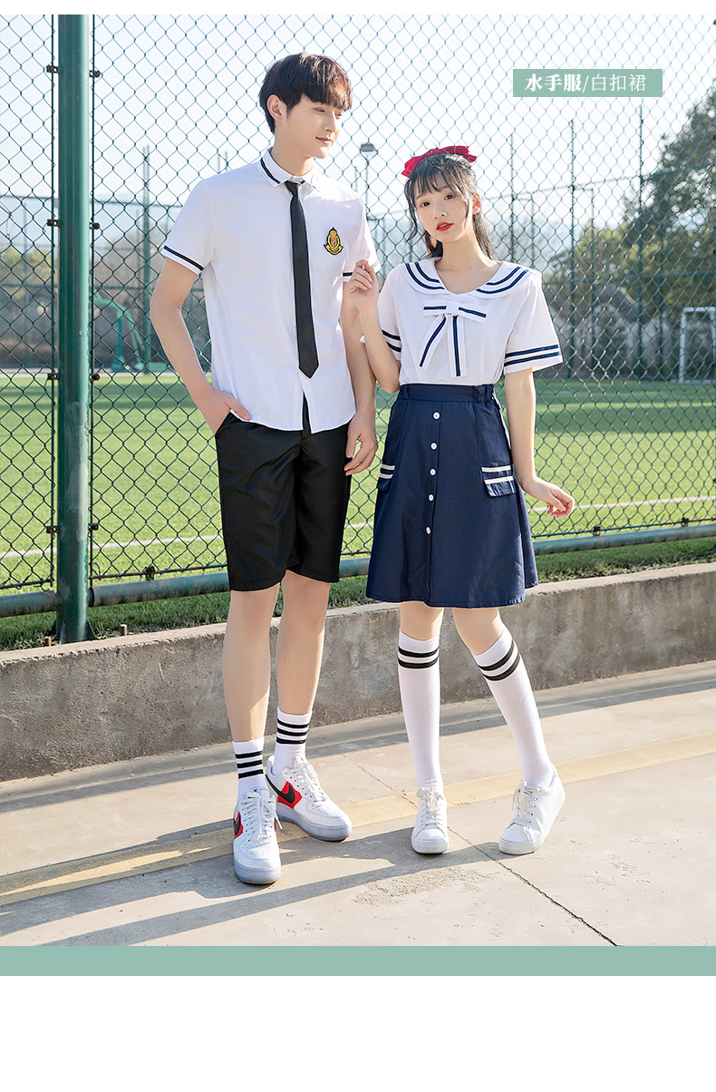 Youthful and energetic middle school student short-sleeved lapel school uniform for men and women H18-1938