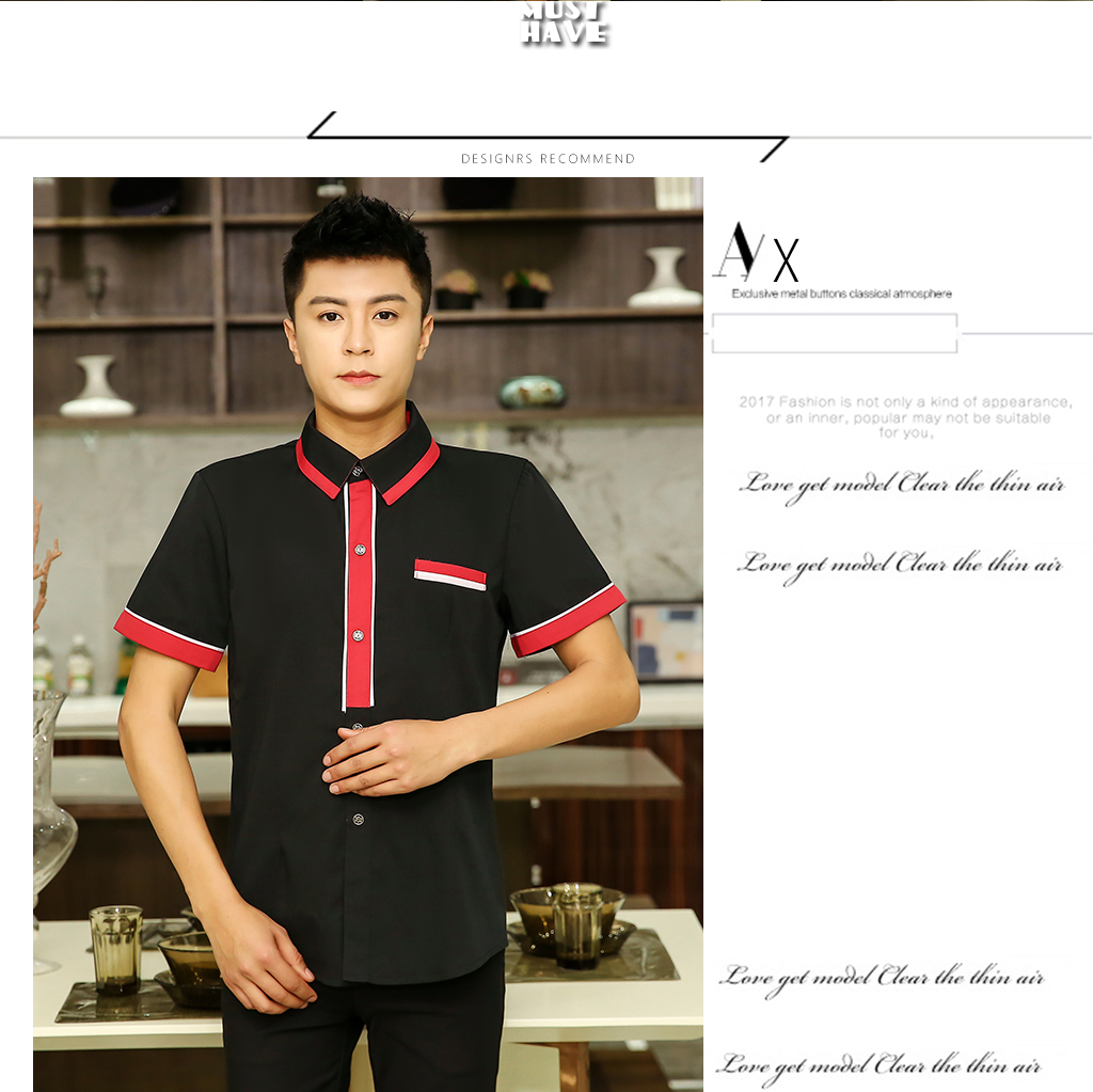 King shirt waiter work clothes top + apron H19-L013