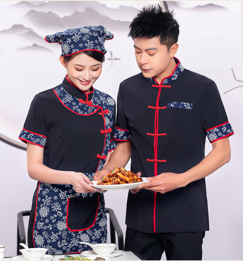 Little Orchid waiter work clothes shirt + headscarf + apron three-piece suit H19-L016 female