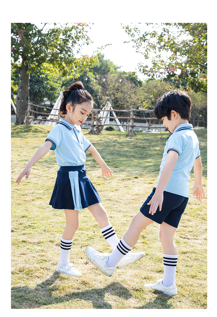 Primary and secondary school students school uniform sports style POLO collar short-sleeved tops universal style D11-2127 tops