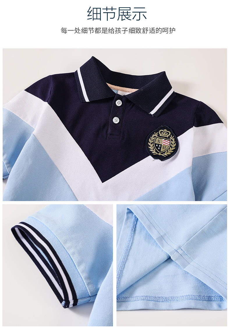 Summer casual sports style primary and secondary school students short-sleeved school uniform suit two-piece suit 215-829 (including badge)