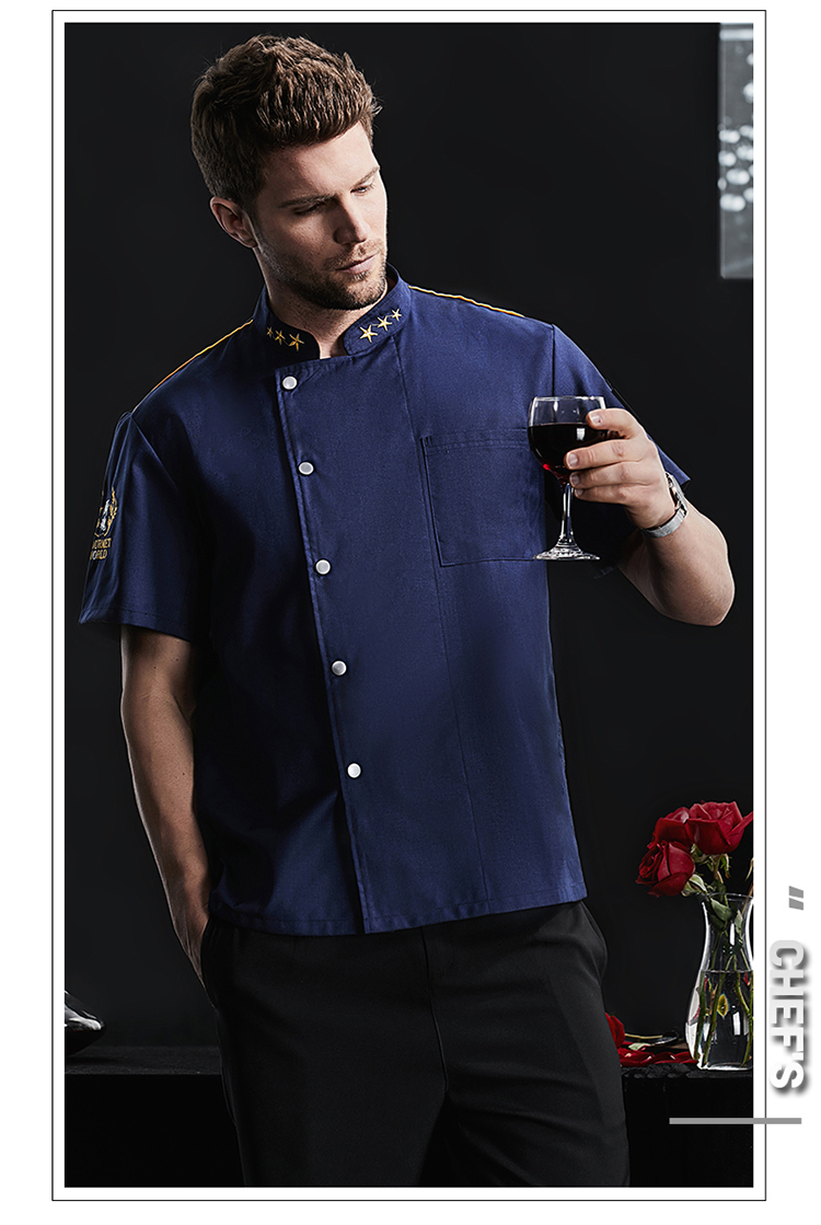 Five-pointed star full-process polyester-cotton short-sleeved chef uniform H02-22LY159-161