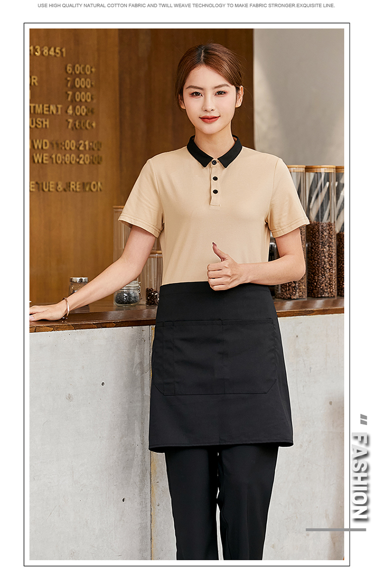 New collar T-shirt waiter work clothes top H02-22LY074-076