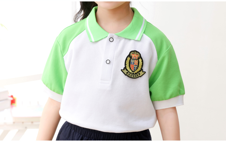 Summer kindergarten uniforms British style children graduation uniforms short-sleeved suits two-piece suits H23-1606 (including badges)