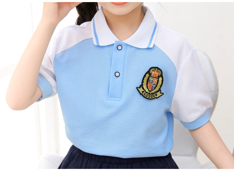 Summer kindergarten uniforms British style children graduation uniforms short-sleeved suits two-piece suits H23-1606 (including badges)