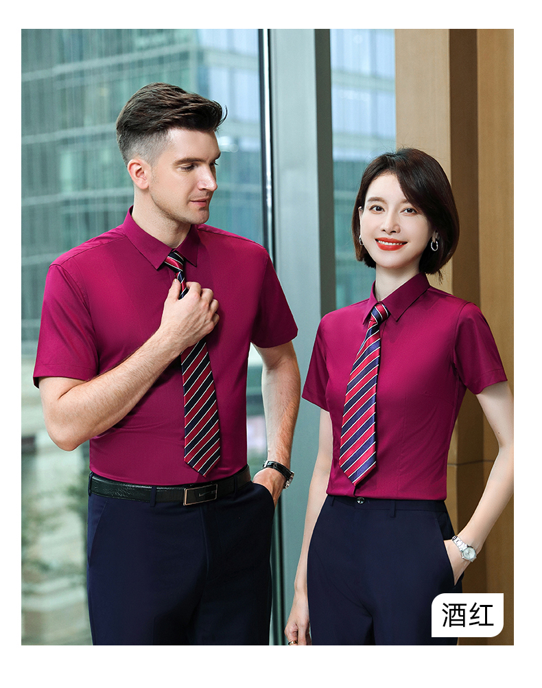 Fine twill bamboo fiber slightly elastic women short-sleeved shirt DZ1-8705 short-sleeved shirt women