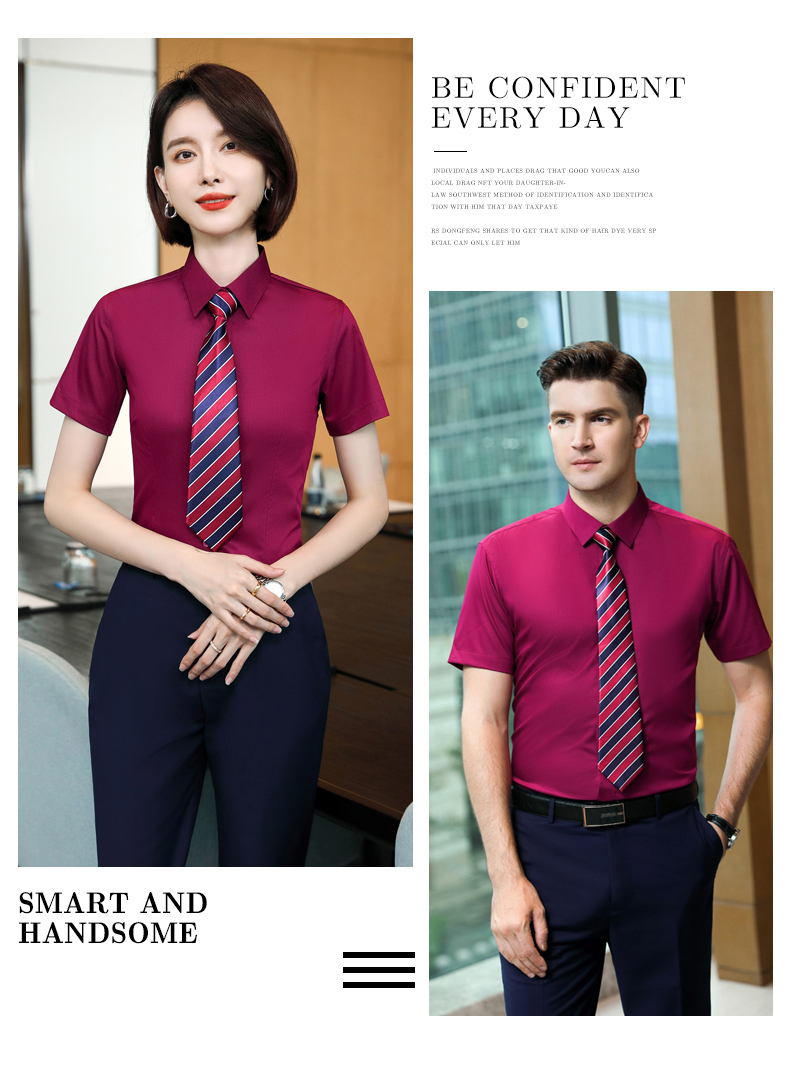 Fine twill bamboo fiber slightly elastic women short-sleeved shirt DZ1-8705 short-sleeved shirt women