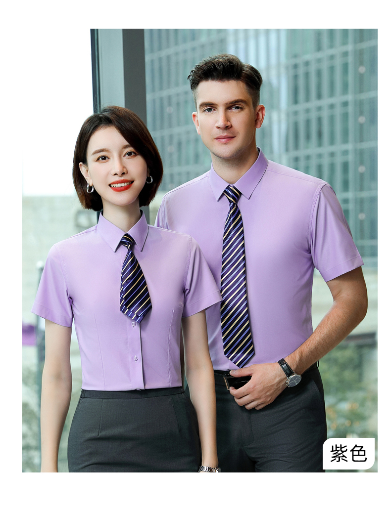 Fine twill bamboo fiber slightly elastic women short-sleeved shirt DZ1-8705 short-sleeved shirt women