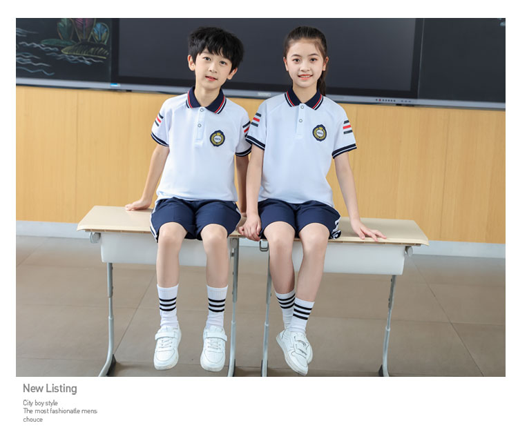 Summer class uniform sports school uniform short-sleeved plus long pants suit KA-403-2018 (no badge) (short-sleeved + shorts)