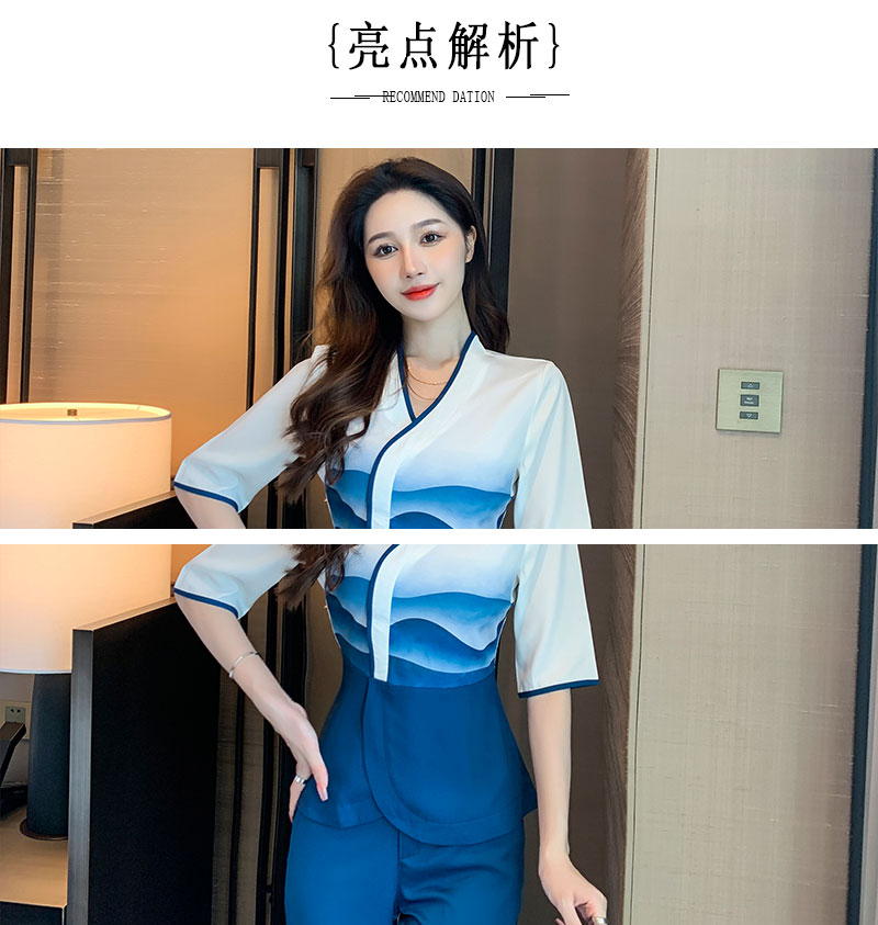 Autumn and winter beauty and health club high-end health center technician suit V02-1295