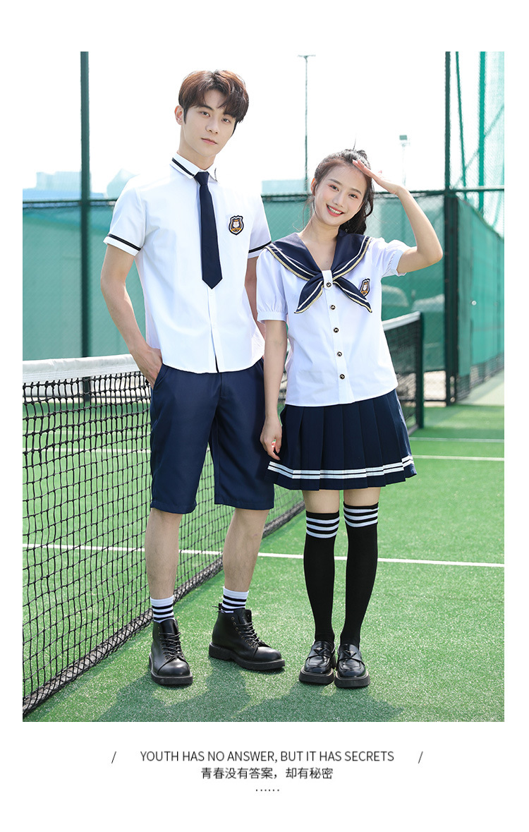 Middle school student sailor suit college style shirt pleated skirt class uniform suit H18-2023-7