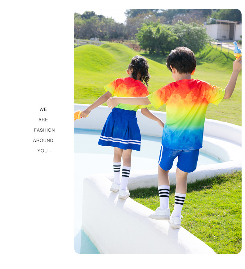 Primary and secondary school students school sports performance uniform colorful and vibrant short-sleeved D11-2126