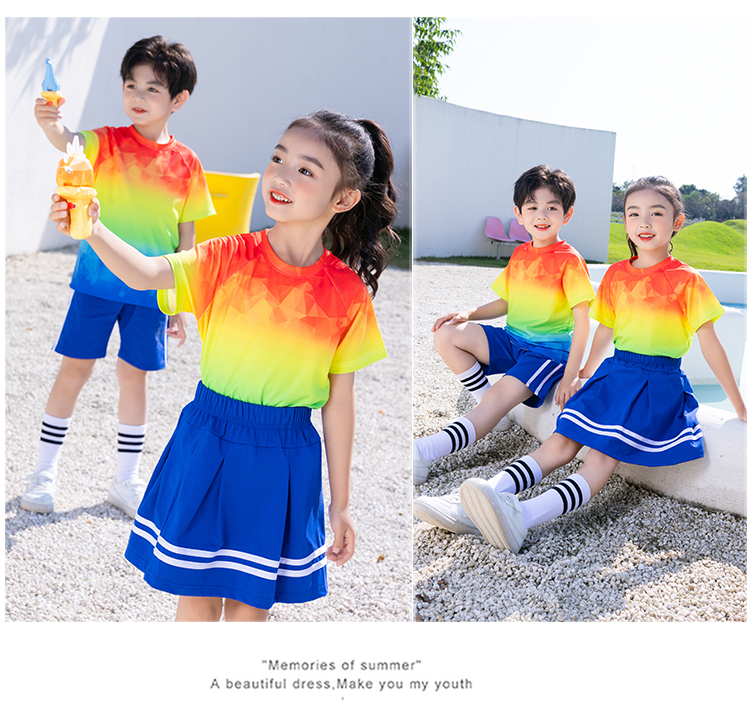 Primary and secondary school students school sports performance uniform colorful and vibrant short-sleeved D11-2126