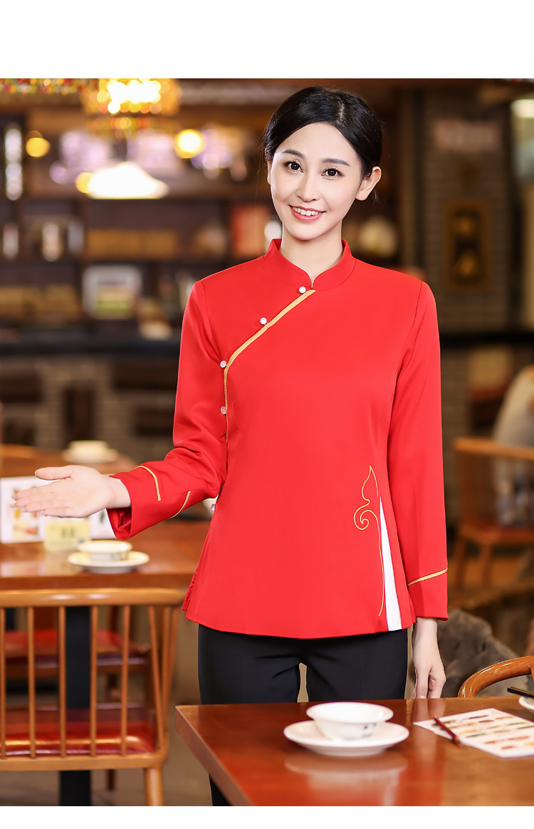 New Chinese style simple long-sleeved waiter female work clothes HD3-21-C038 female