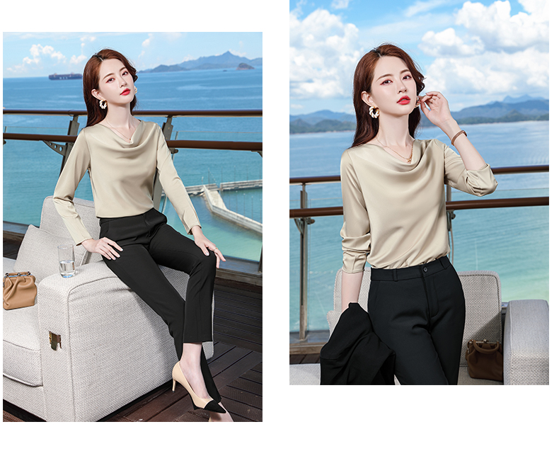 Acetate sway collar temperament women long-sleeved bottoming shirt DR1-9980