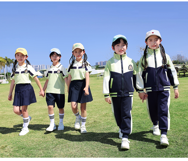 Wear-resistant and durable color matching fashionable British sports style school uniform suit summer style 669-2402