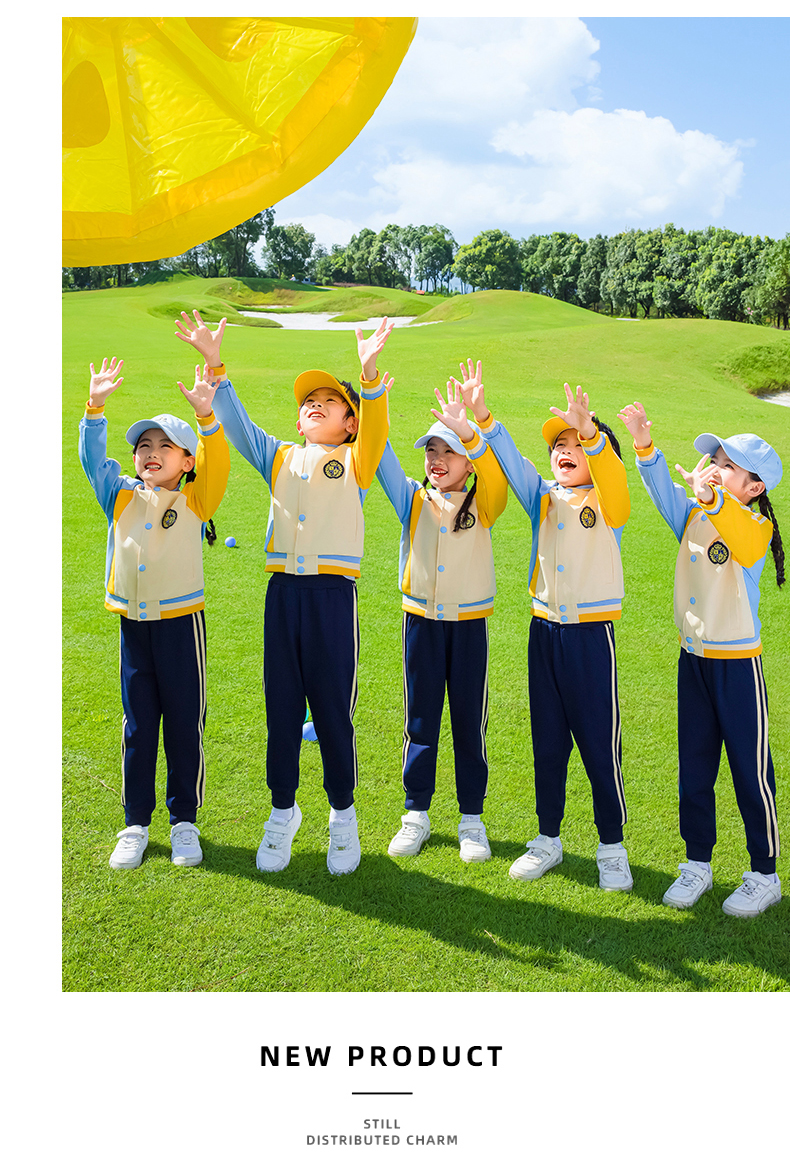 Children sports long-sleeved school uniform spring and autumn two-piece suit 215-9177