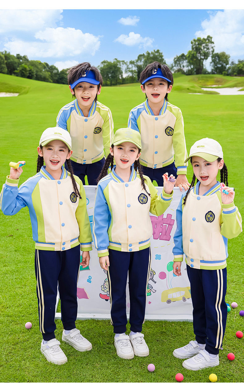 Children sports long-sleeved school uniform spring and autumn two-piece suit 215-9178