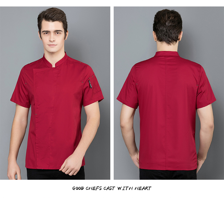 Full craft fine grain bar knot chef uniform top H02-20F097-100 short sleeve